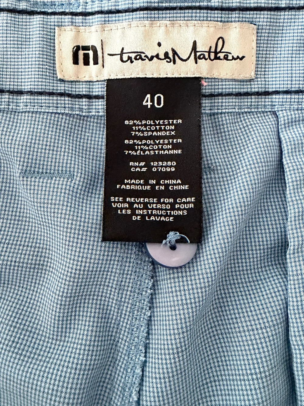 Travis Mathew Light Blue Micro-Check Flat Front Shorts - Picture 2 of 11